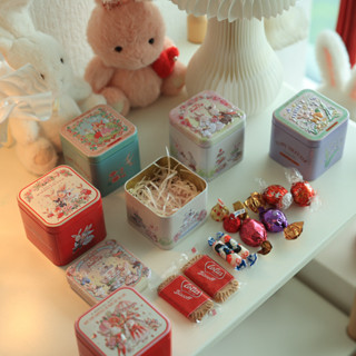 現貨【馬口鐵盒】Bunny lulu紅色小兔子 立體浮雕 小正方盒 喜糖盒子 創意鐵盒 糖果結婚