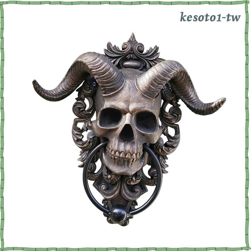 [KesotoaaTW] 羊頭雕像樹脂萬聖節牆壁裝飾前門裝飾