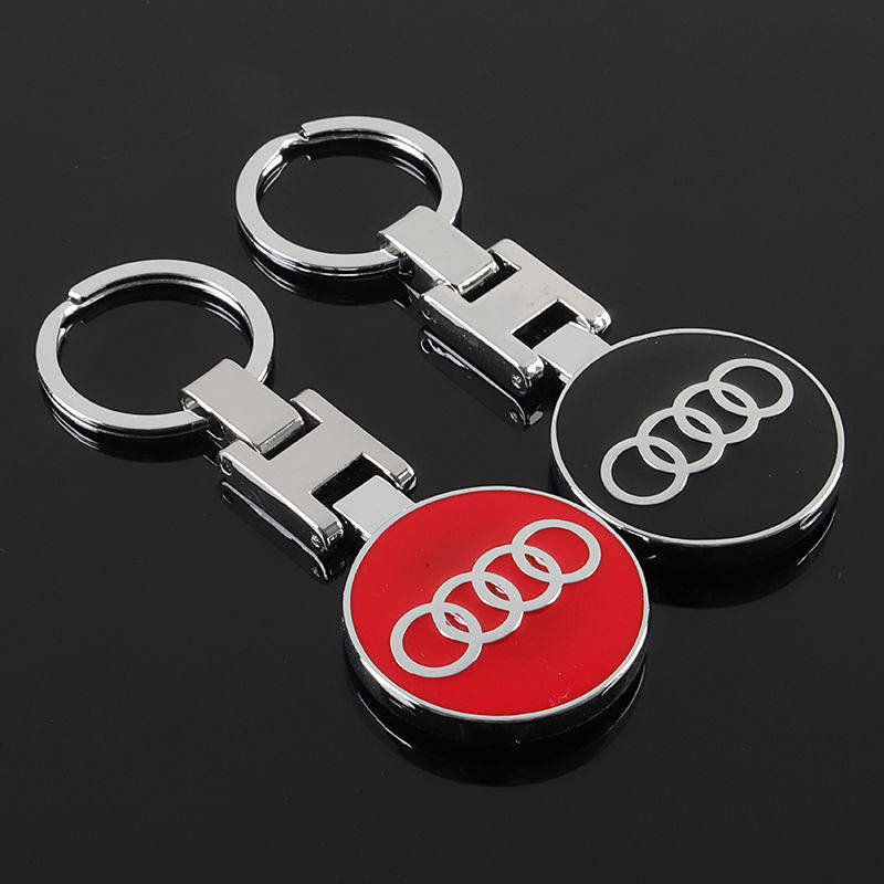 新款 琺琅雙面奧迪汽車標誌車標金屬鑰匙扣情侶車用鑰匙圈鏈環掛件 汽車鑰匙配飾 bAj8
