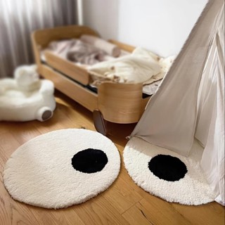 大眼睛圓形地毯圓形防污地毯毛絨地墊臥室裝飾簡約客廳