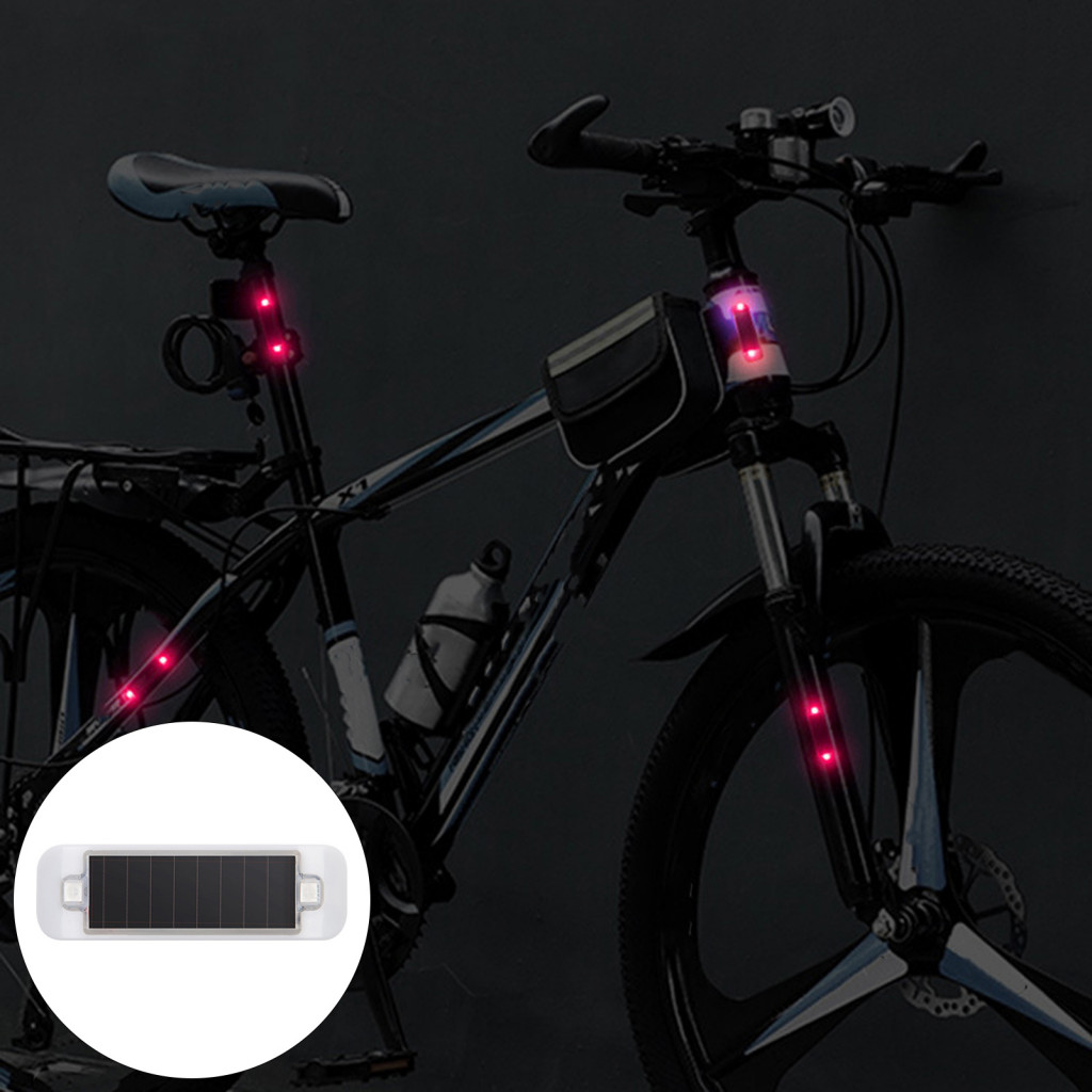 Et-太陽能閃光燈超亮太陽能警示燈防水可充電 Led 自行車燈,適用於摩托車自行車緊湊便攜