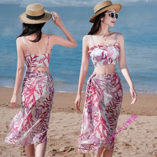 Fashion 泳衣 bikini比基尼分體遊泳衣女三件套性感海邊度假泳裝女