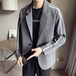 【J&N】潮牌西裝夾克外套秋季新款男士韓版潮流寬鬆拼接百搭休閒西裝上衣 西裝外套男