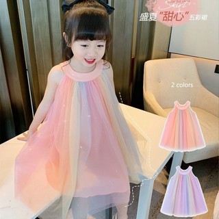 新品熱賣！【HH】女童無袖洋裝清新洋氣小香風寶寶紗裙夏季兒童仙女裙子公主風