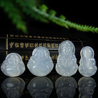 心臟項鍊 水晶項鍊 心臟模型 天然冰種玉髓觀音吊墜女款翡翠色招財佛項鍊墜玉石瑪瑙彌勒佛吊飾