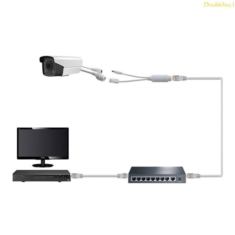 Dou 48V 至 12V POE 分路器防水帶視頻和電源適配器電纜電源模塊注入器,用於 IP 攝像機延長器