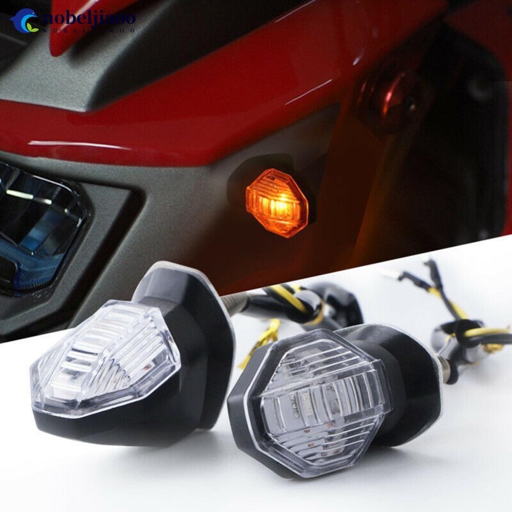 Nobeljiaoo 2pcs 迷你通用摩托車 LED 轉向信號指示燈琥珀色方向燈照明尾燈 M5W9