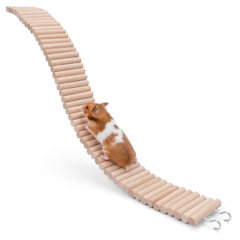 倉鼠木質爬梯圍欄2合1 鳥類爬梯 龍貓天然造景用品 爬蟲木質玩具