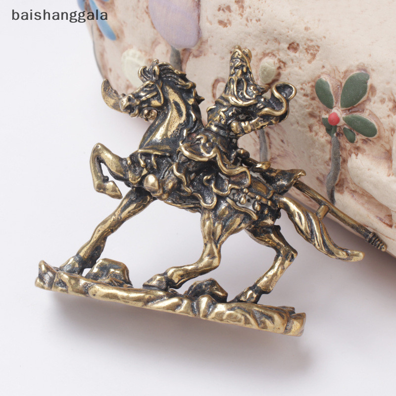 Bgtw 家居裝飾工藝品黃銅中國財神騎馬關公雕像配件銅辦公桌擺件BGTW