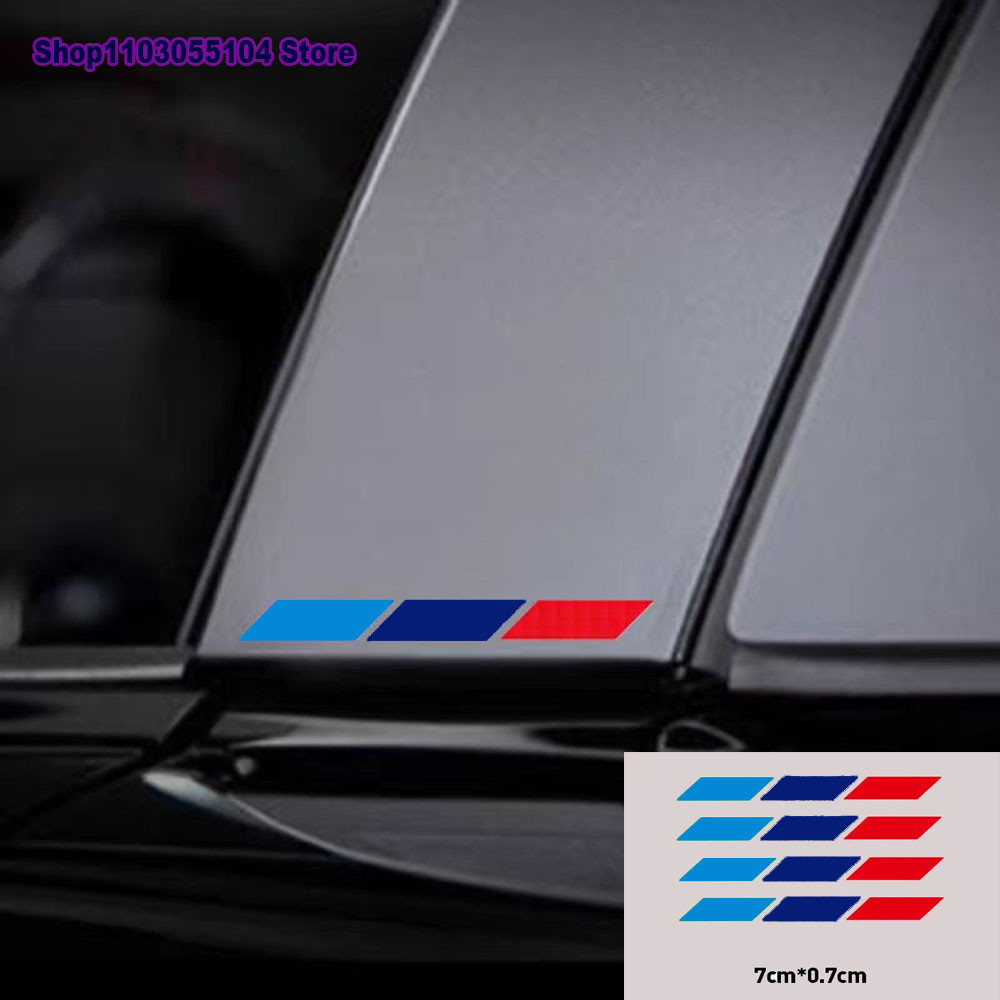 PEUGEOT BMW ALFA VOLKSWAGEN 4 件裝反光 3 色貼紙後視鏡 B 柱車身貼花適用於阿爾法羅密歐