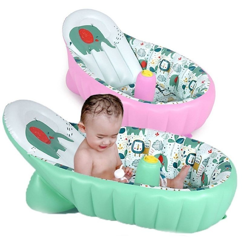 【新品】嬰兒充氣洗澡盆可坐躺家用泡澡神器02歲新生兒寶寶便捷可摺疊泳池