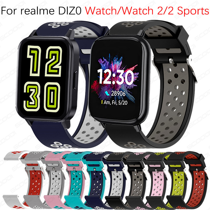 適用於 Realme DlZO 手錶/手錶 2/手錶 2 運動智能手錶手鍊替換腕帶的運動矽膠錶帶