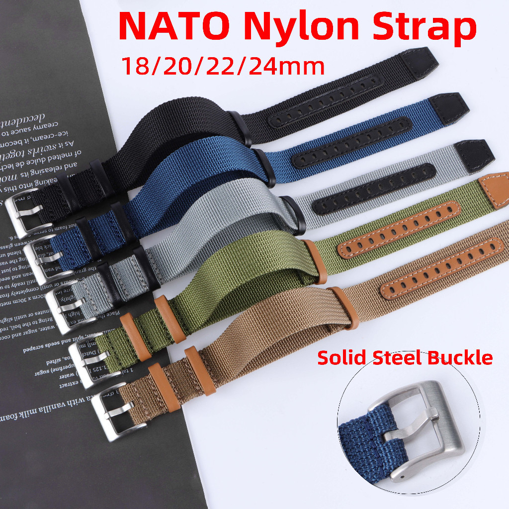 【SPG】真皮錶帶 NATO 尼龍錶帶錶帶適用於 ZULU 編織錶帶 20mm 22mm 適用於 DW 適用於三星適用於