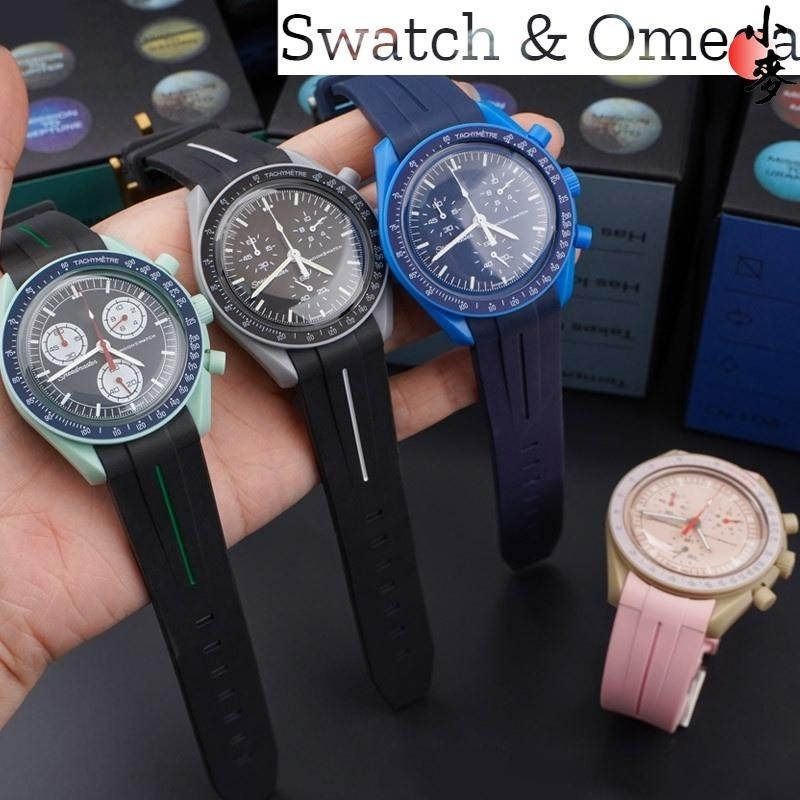 小麥-弧形接口橡膠錶帶適用於 Omega X Swatch Joint MoonSwatch 20mm 男士女士防水運動