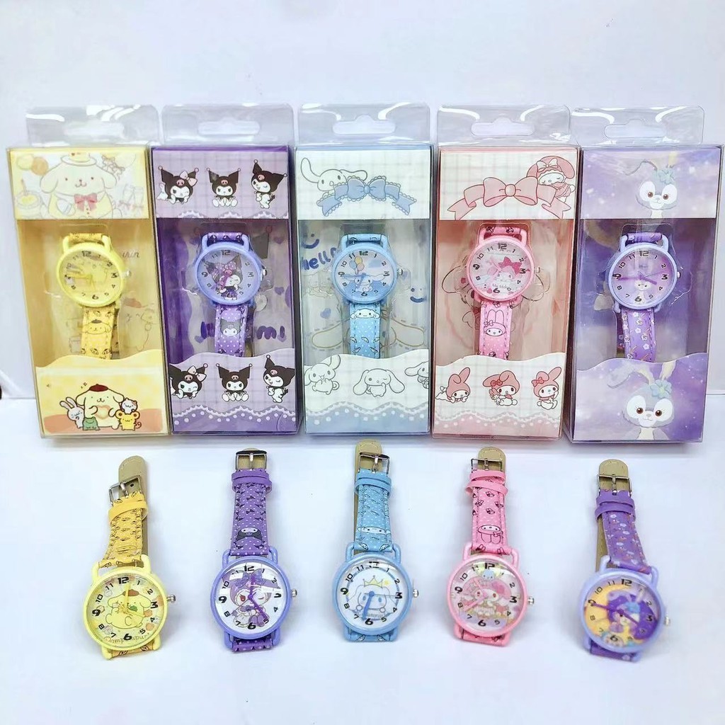 可愛盒裝三麗鷗手錶庫洛米凱蒂貓少女心卡通腕錶學生石英錶禮物
