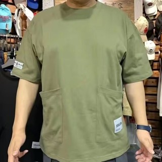 M-5XL雙口袋短袖T恤男士2024夏季寬鬆大尺碼上衣