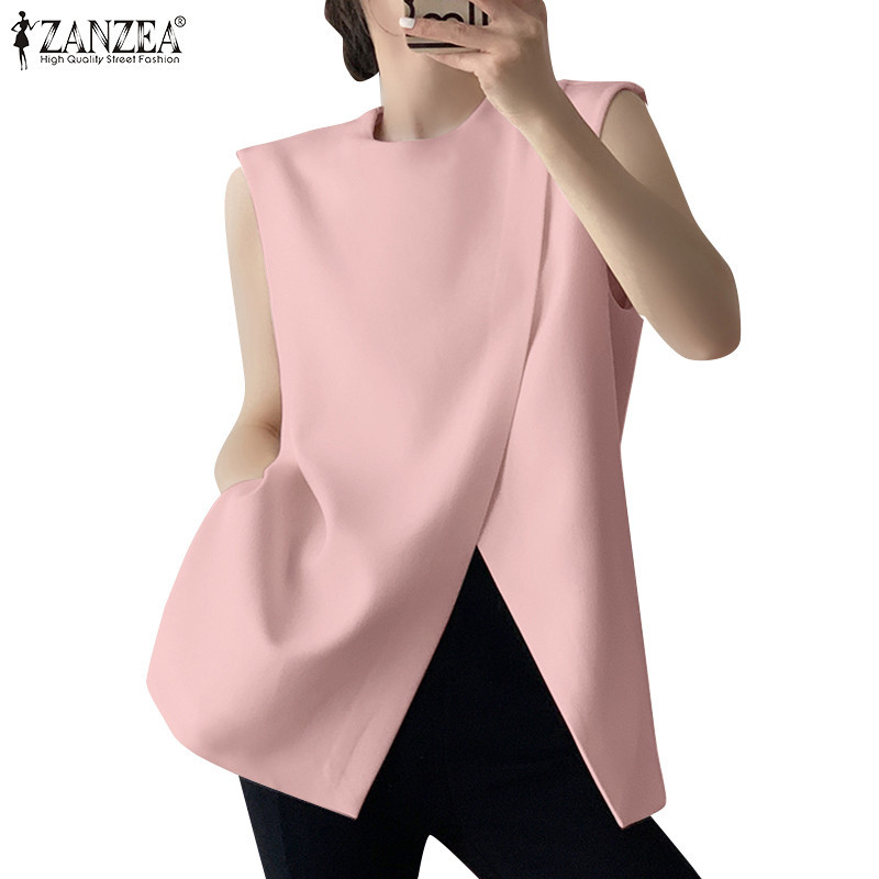 Zanzea 女式韓版休閒圓領無袖寬鬆上衣