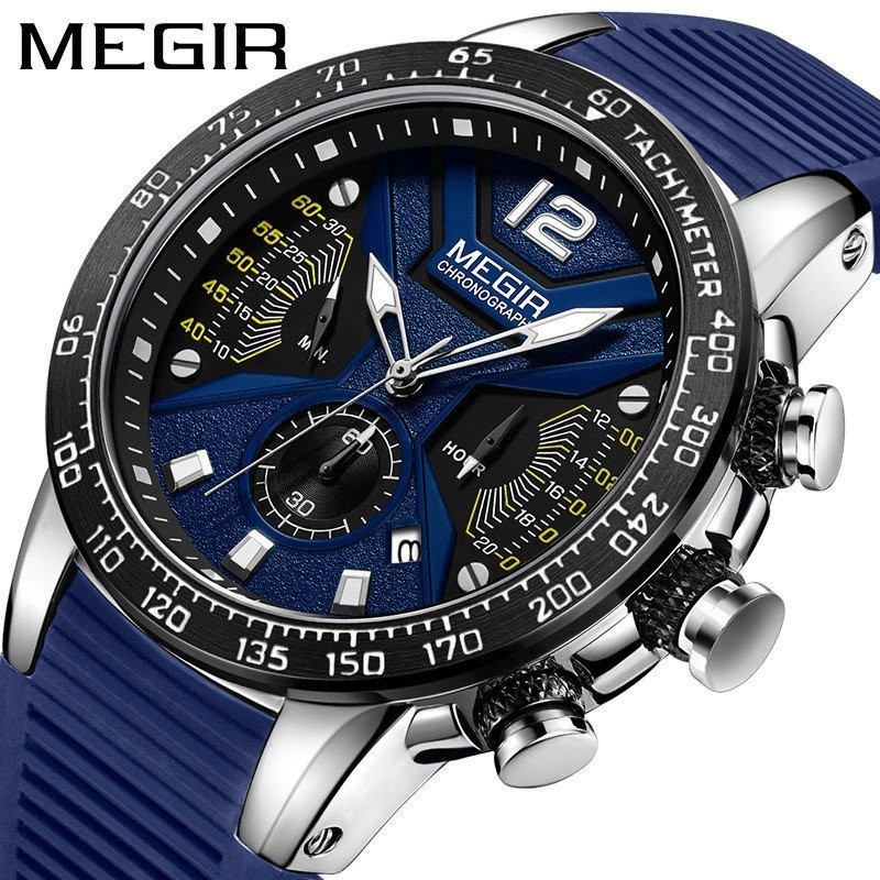 【現貨秒發】MEGIR/美格爾多功能男士手錶計時防水時尚運動夜光石英錶方勝鐘錶 0KGU