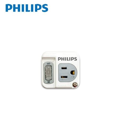PHILIPS飛利浦 新安規1開1插電腦壁插 白色 CHP3010W