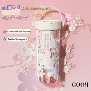 【LUCKY】GOOM 夏季塑膠吸管杯 Tritan 耐高溫 不含BPA 帶茶濾盒 提手 隨行杯 運動水壺 600ml