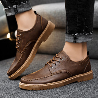 男鞋低跟皮鞋 上班鞋 皮鞋休閒鞋skechers皮鞋 休閒新款 防滑復古棕色婚鞋耐磨皮鞋軟皮韓版男士工作鞋 正