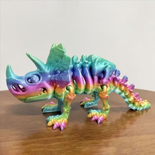 熱銷 3D列印三角龍骨架恐龍霸王龍變形擺件手辦生日禮物工藝品潮玩模型