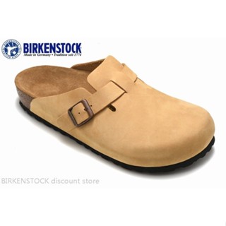 Birkenstock Boston 男/女經典軟木米色皮革拖鞋涼鞋 34-46。