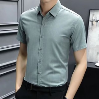 襯衫 M-3XL 條紋短袖襯衫男 夏季薄款商務休閒襯衫 韓版潮流帥氣男裝寸衣
