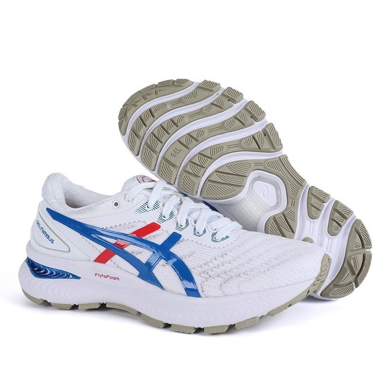 ASICS/亞瑟士 GEL-NIMBUS 22 系列跑鞋 緩震跑步運動鞋 男女鞋 白藍紅 36-45