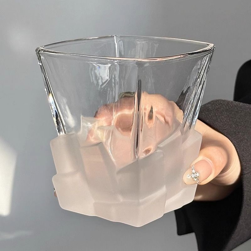 藝術小眾設計磨砂質感冰塊杯限定酒杯輕奢高級玻璃杯創意威士忌杯