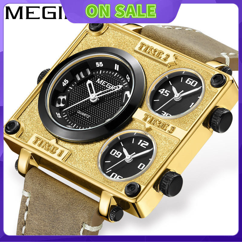 MEGIR 暢銷 美格爾 megir 男士手錶 復古 時尚 方形 多時區 watch 運動表 2069