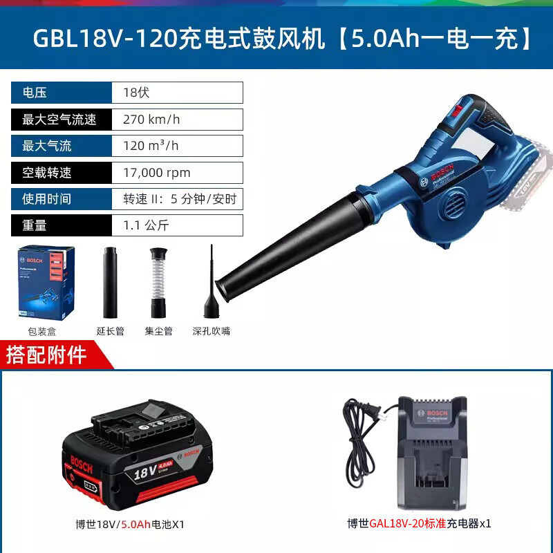 【臺灣專供】博世（BOSCH）18V充電式吹風機GBL18V-120鋰電鼓風機強力吹灰機工業施工除塵器 GBL18V-1