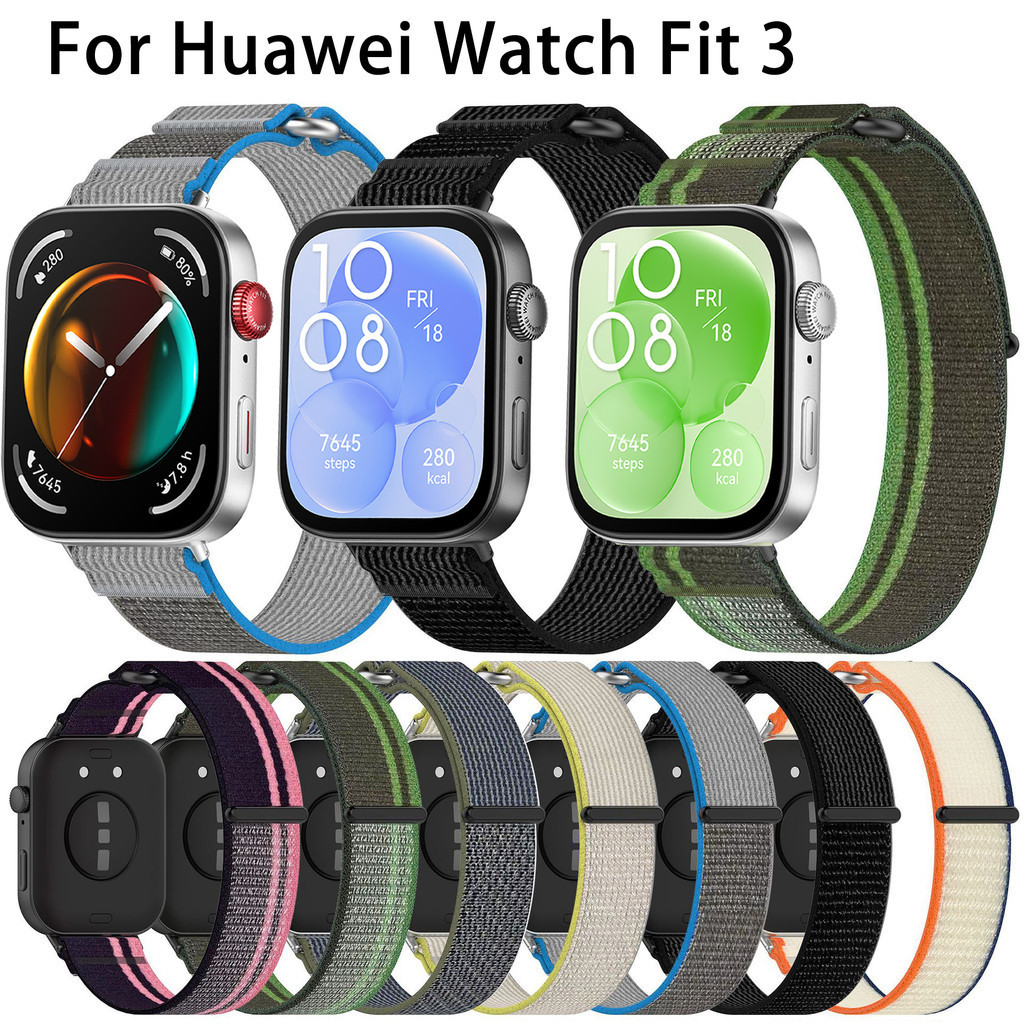 華為 Watch Fit 3 尼龍錶帶智能手錶替換手鍊運動錶帶透氣腕帶適用於華為 Watch Fit3