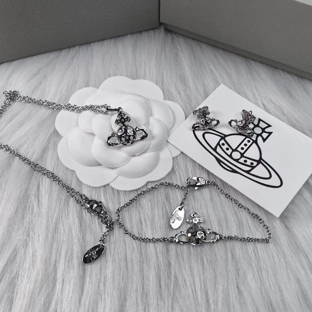 Vivienne Westwood 荊棘花環土星項鍊手鍊耳環女時尚鎖骨鏈套裝