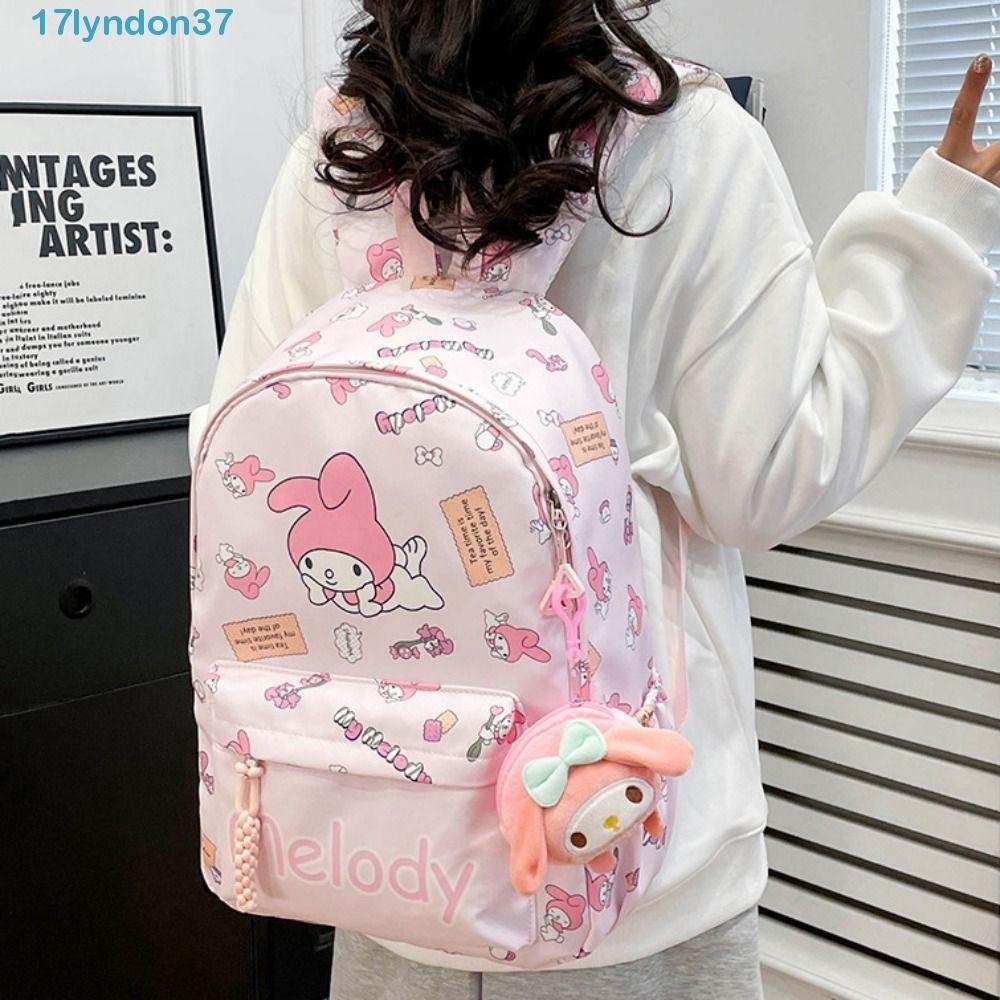 LYNDONB學生書包,信函旋律Kuromi背包,便攜式儲物袋韓版風格凱蒂貓卡通單肩包學校