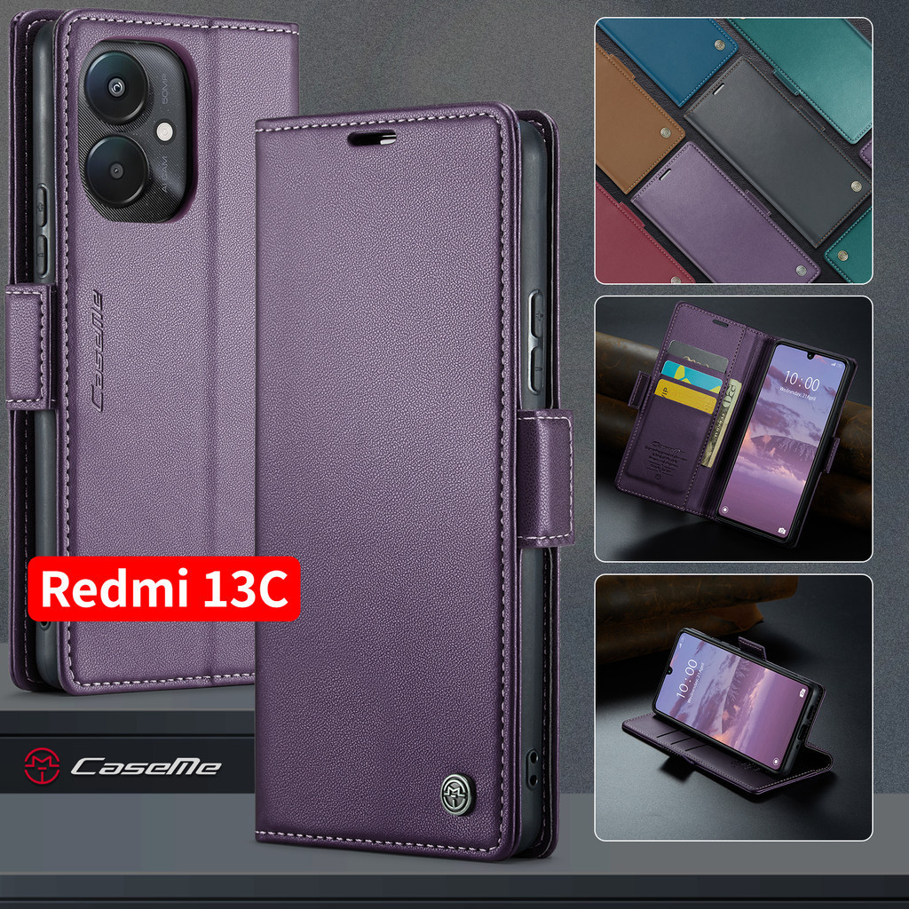 XIAOMI 適用於 Redmi 13C 4G 5G 2024 小米 Poco C65 手機殼翻蓋錢包支架皮革復古 Re
