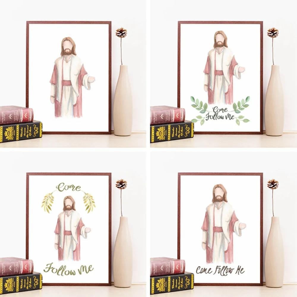 北歐現代簡約裝飾畫  框畫  掛畫  基督教耶穌   基督繪畫   跟我來畫   布繪畫   海報   洗禮禮物  牆壁