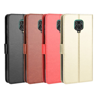 日本書本式側掀皮套 紅米Note9 Pro MAX手機皮套Redmi Note 9S手機殼翻蓋瘋馬紋套保護套素面手機殼