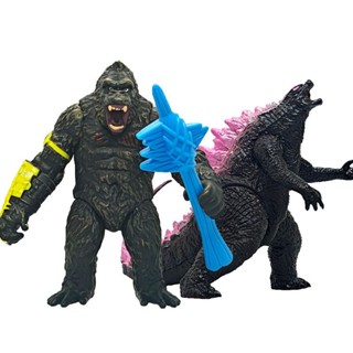 2025新款怪獸 哥斯拉系列 軟膠玩具金剛大戰哥斯拉戰斧KINGKONG軟膠怪獸之王兒童模型猩猩玩具