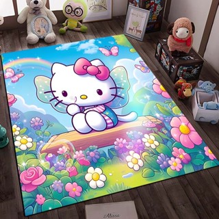 卡通貓hello Kitty印花地毯家居客廳臥室兒童房裝飾法蘭絨禮物防滑地毯