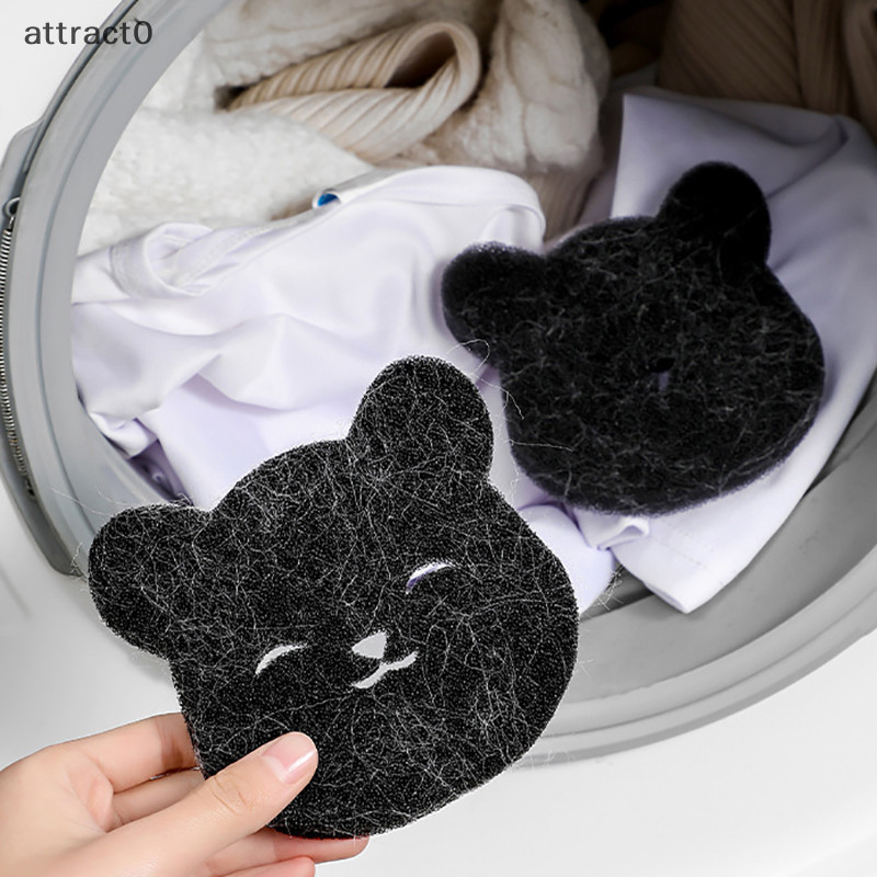 Attact 2 件寵物脫毛器熊形洗衣球洗衣機棉絨捕手可重複使用衣服沙發貓狗毛髮清潔海綿 TW