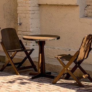 復古實木方桌圓桌子摺疊靠背椅客廳陽台小戶型家用餐桌咖啡桌茶几