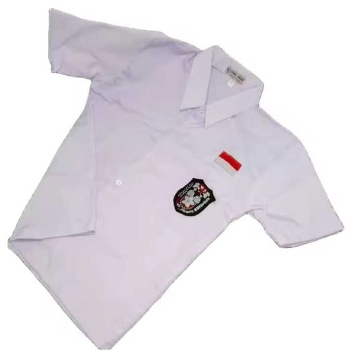 Merah KEMEJA PUTIH白色小學生制服男童女童短袖白襯衫短袖小學生製服紅白旗