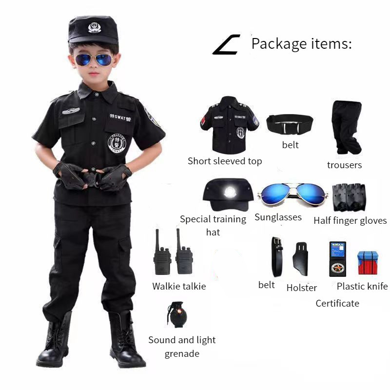 2024款小孩特警衣服兒童警官服裝警男警裝警察制服警察童裝軍裝