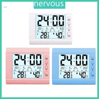 Nerv 數字鬧鐘電池供電掛鐘帶溫度和濕度日期大液晶顯示屏掛鐘