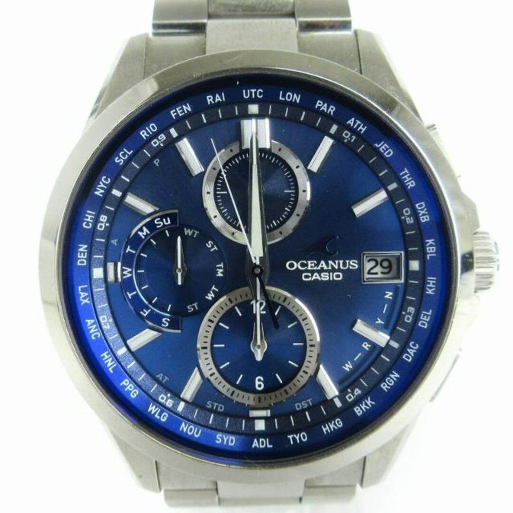 CASIO手錶OCEANUS銀 太陽能 類比 日本直送 二手