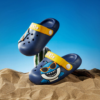 Cheerful Mario幸福瑪麗 兒童洞洞鞋 鯊魚布希鞋 防滑透氣eva 夏季男童cross拖鞋