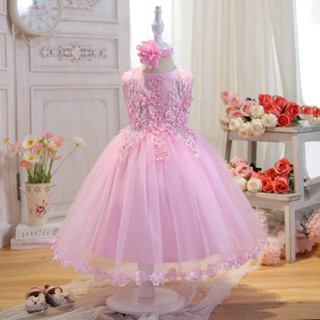 女童公主裙 派對洋裝 花童小婚紗禮服裙 兒童公主裙 蘿莉塔寶寶週歲禮服 花朵頭飾 女童洋裝