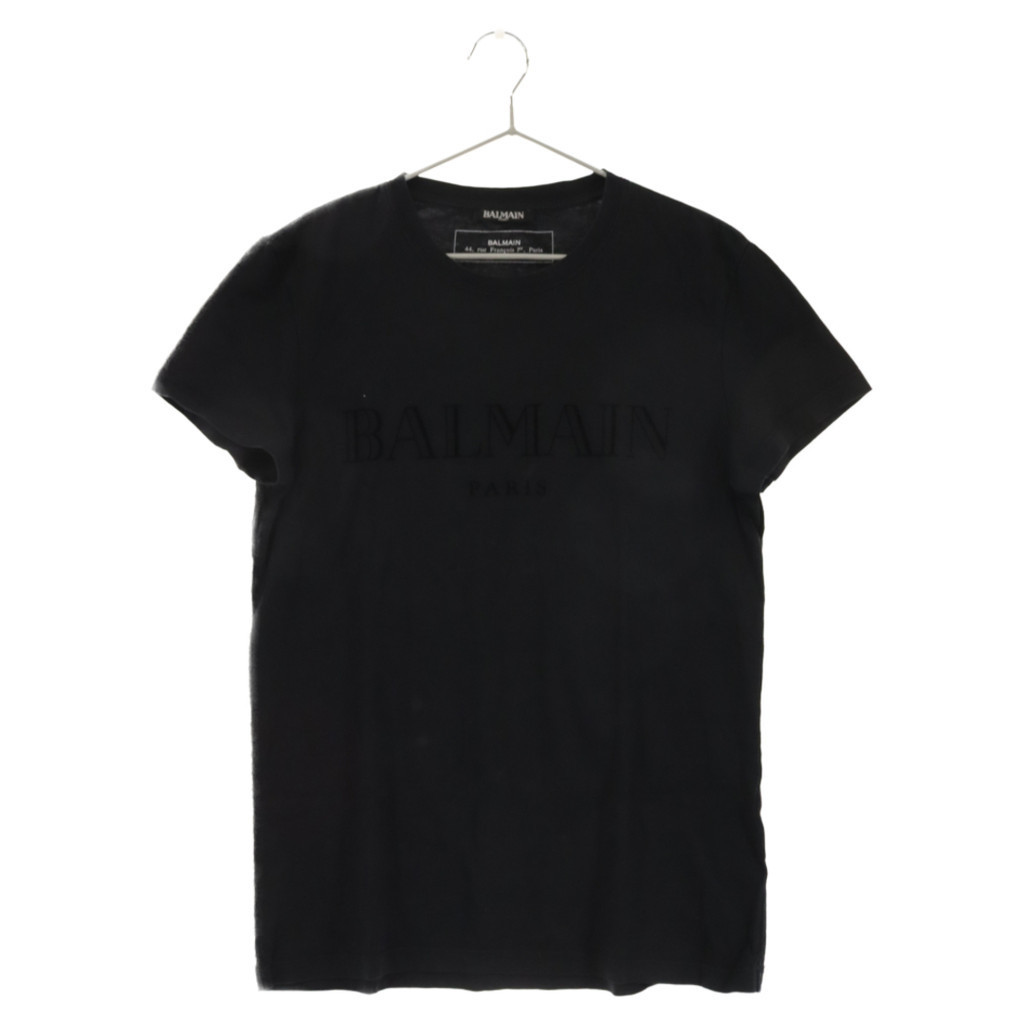 BALMAIN bal NT FR On H針織上衣 T恤 襯衫十二 二十四 黑色 前臺 徽標打印 短袖 日本直送 二手