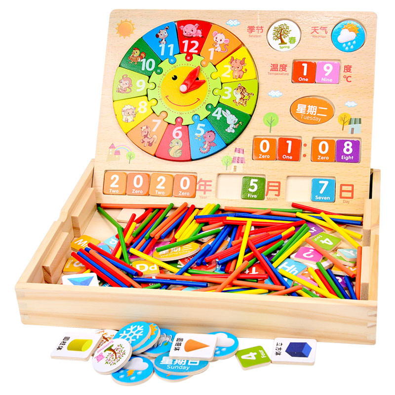 現貨【拼圖】兒童拼圖 十二生肖 時鐘數字 日曆木質拼板 2-3-6歲 早教益智 積木玩具